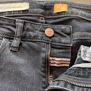 Pilcro skinny/ straight leg jeans from Anthropologie. Black denim.